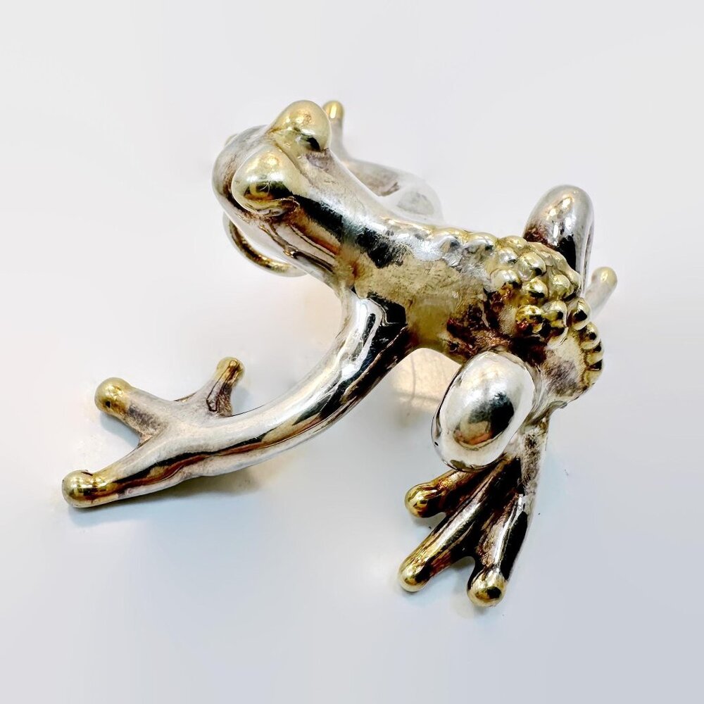 Frog Pendant, Sterling Silver, Vintage: Electroform Dimensional Tree Frog Large